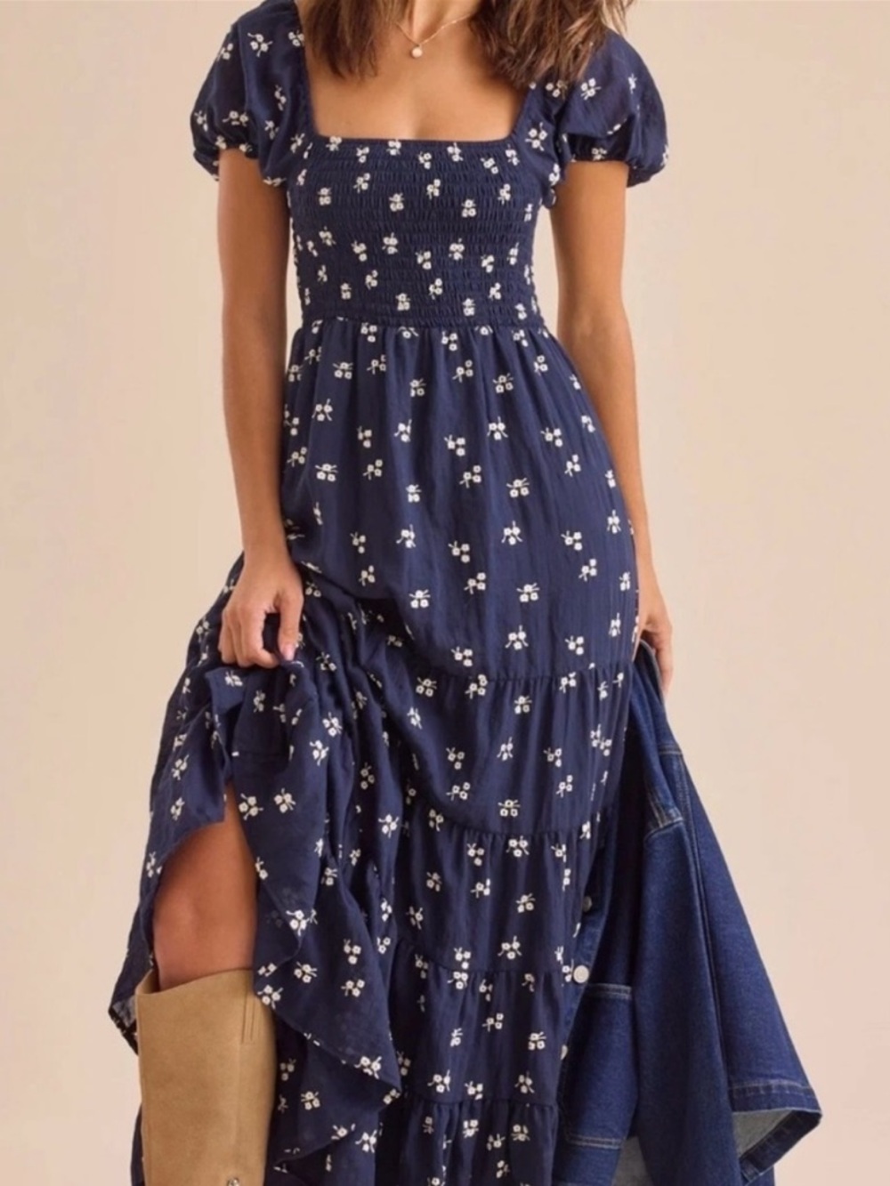 NWT Altar'd State Navy Blue Floral Maxi Dress